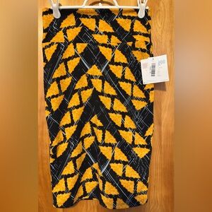 LuLaRoe Black and Yellow Patterned Pencil Skirt